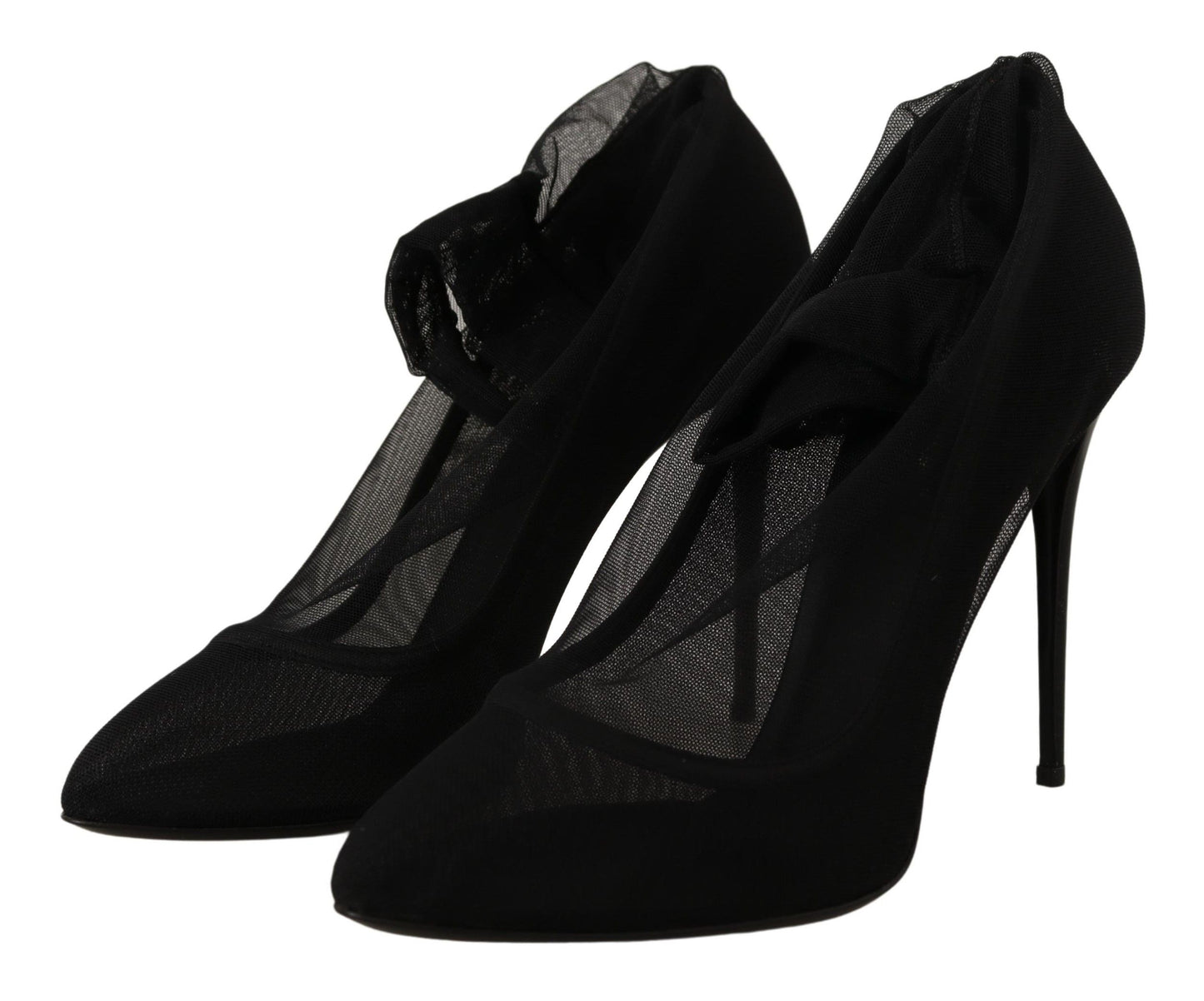 Zapatos de salón con botas de tul elástico negras Dolce & Gabbana