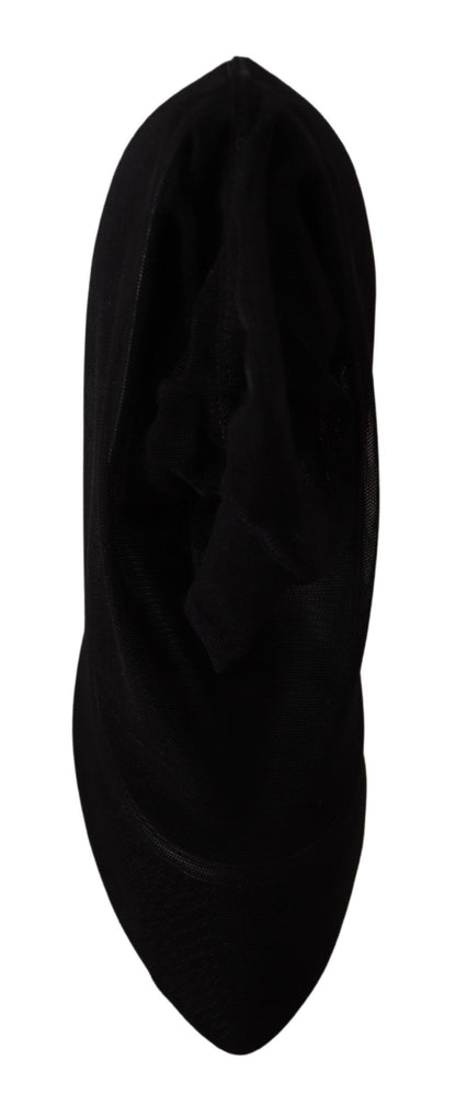 Zapatos de salón con botas de tul elástico negras Dolce & Gabbana