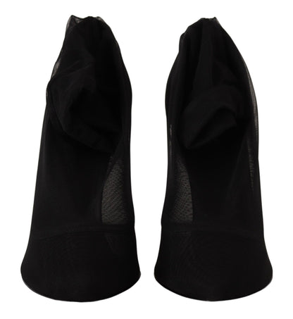 Zapatos de salón con botas de tul elástico negras Dolce & Gabbana