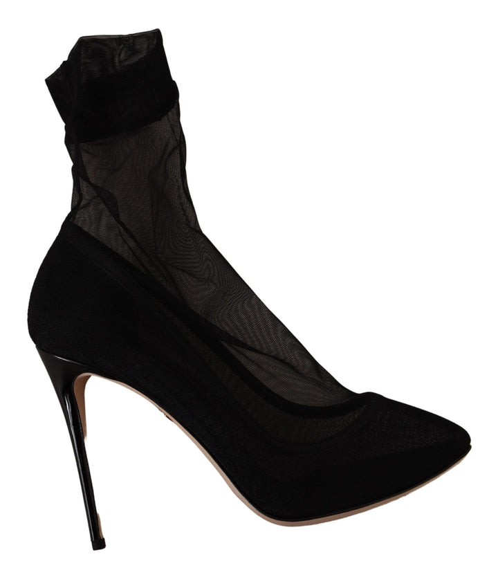 Bottes en tulle extensible noir Dolce & Gabbana