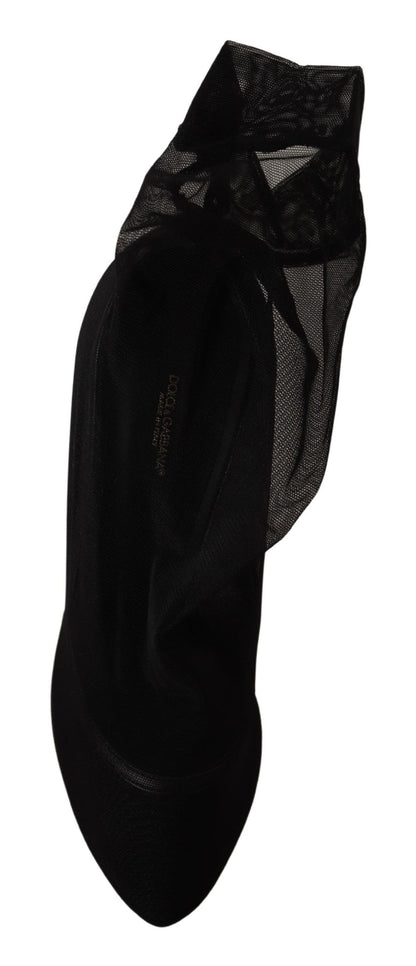 Bottes en tulle extensible noir Dolce & Gabbana