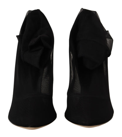 Bottes en tulle extensible noir Dolce & Gabbana
