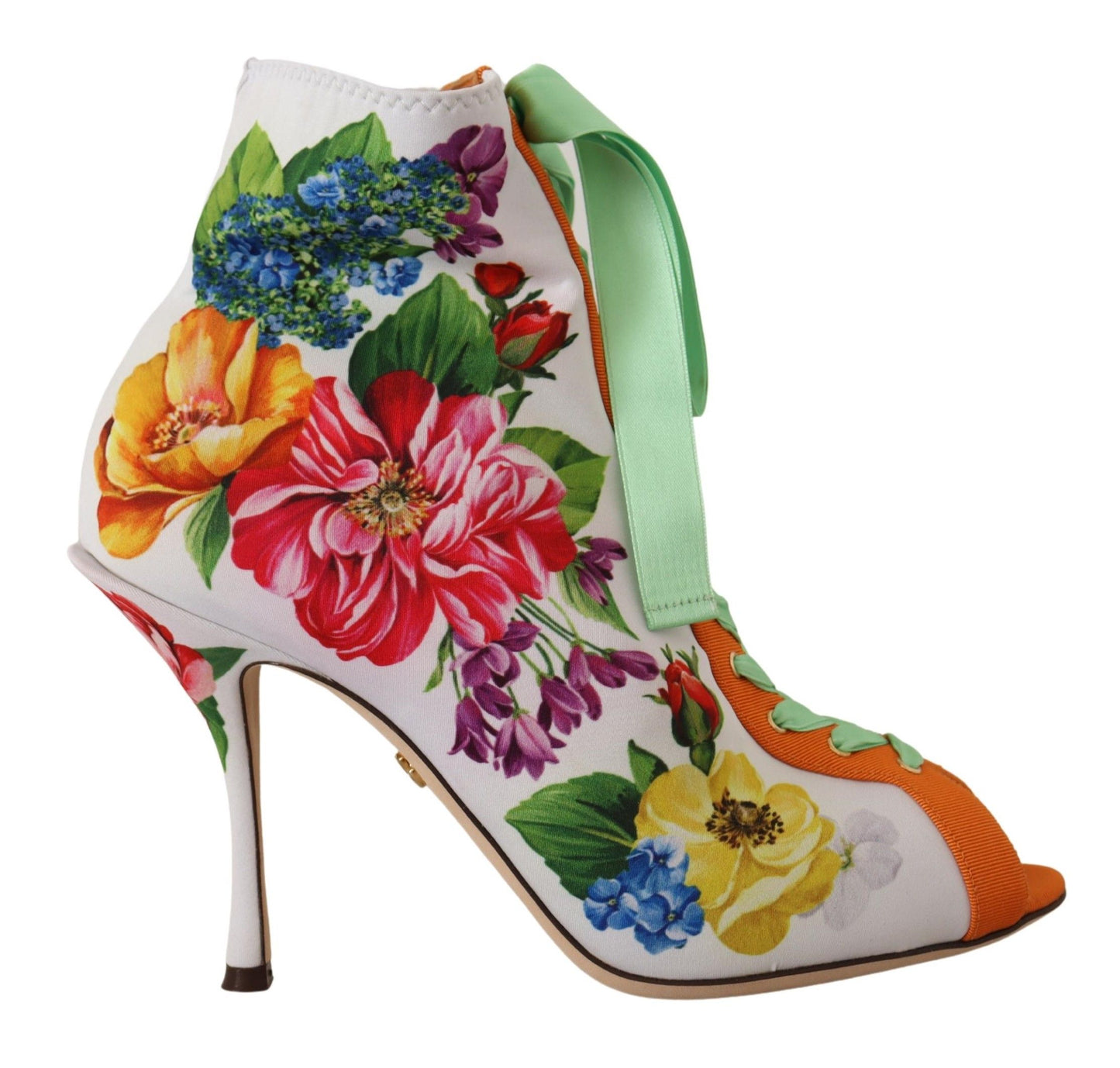 Dolce & Gabbana Bottes en Jersey Extensible Blanches à Talons Ouverts