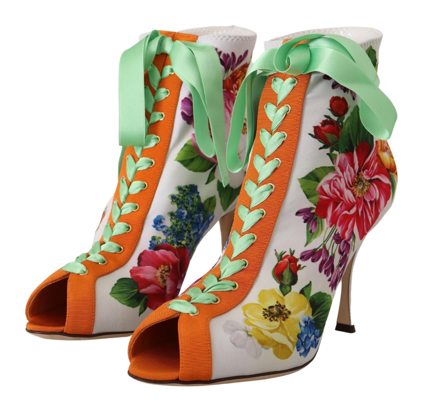 Dolce & Gabbana Bottes en Jersey Extensible Blanches à Talons Ouverts