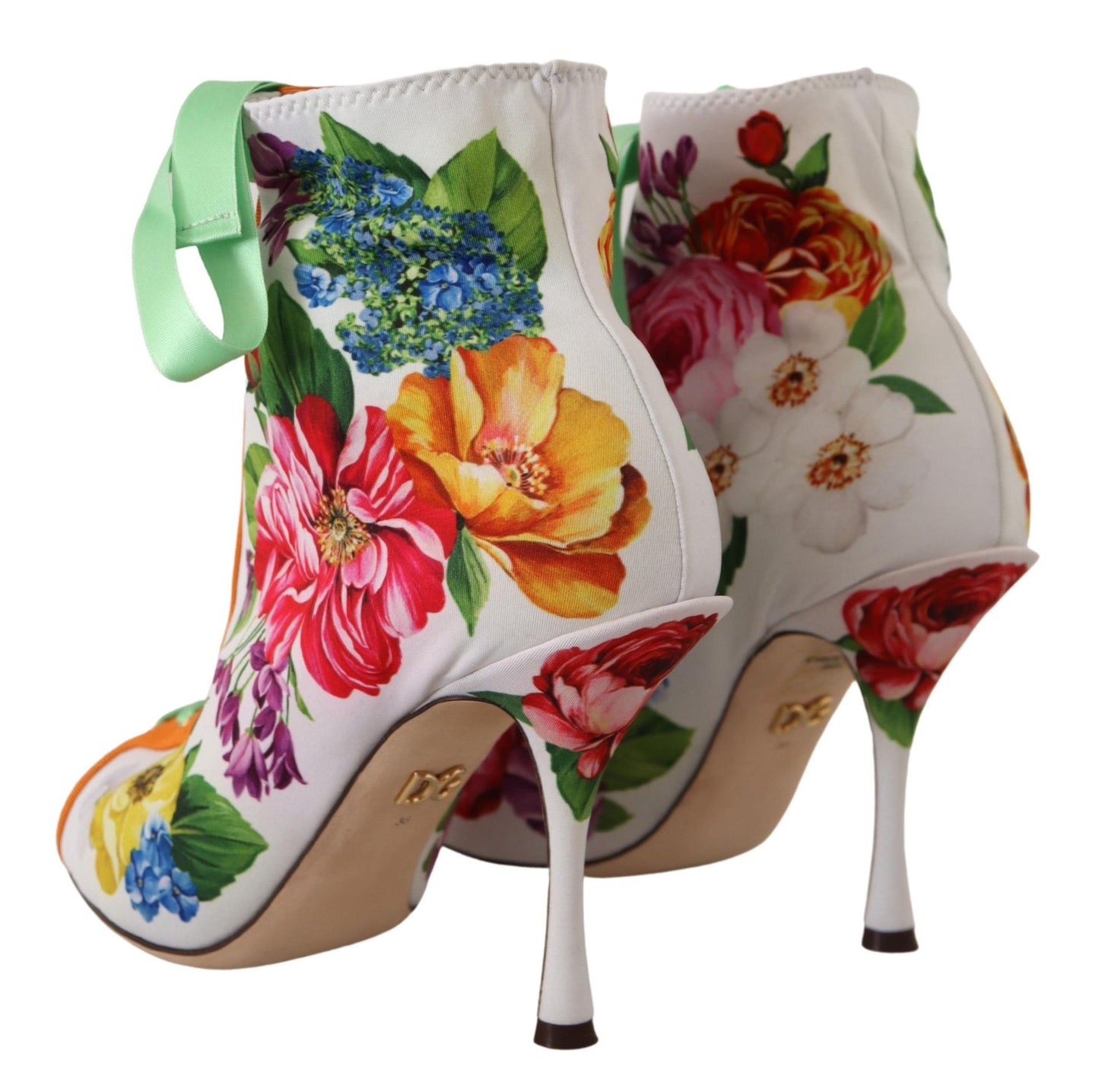 Dolce & Gabbana Bottes en Jersey Extensible Blanches à Talons Ouverts
