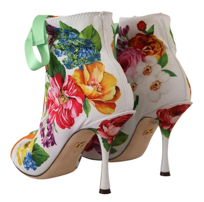 Dolce & Gabbana Bottes en Jersey Extensible Blanches à Talons Ouverts