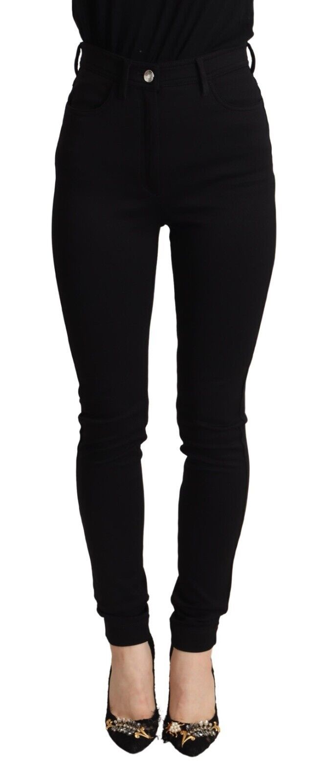 Pantalon skinny taille haute slim fit noir Dolce & Gabbana