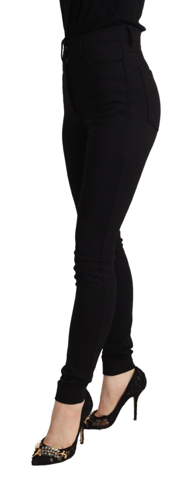 Pantalon skinny taille haute slim fit noir Dolce & Gabbana