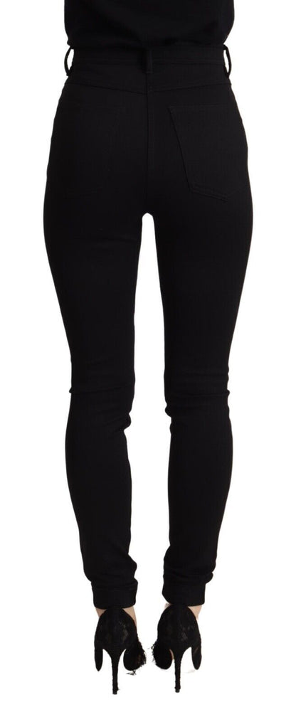 Pantalon skinny taille haute slim fit noir Dolce & Gabbana