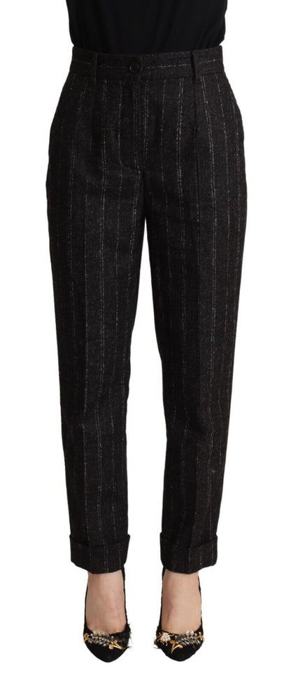 Pantalon fuselé taille haute rayé noir Dolce & Gabbana