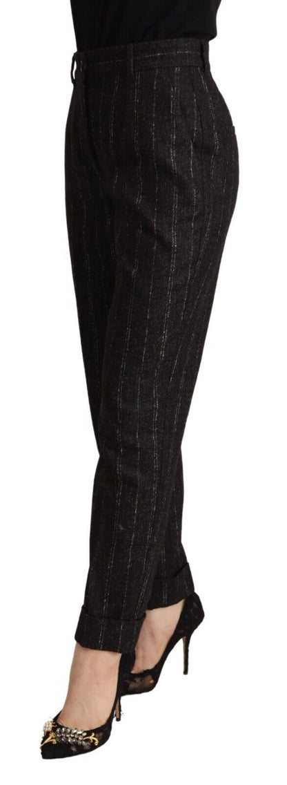 Pantalon fuselé taille haute rayé noir Dolce & Gabbana