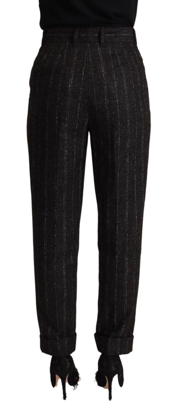 Pantalon fuselé taille haute rayé noir Dolce & Gabbana