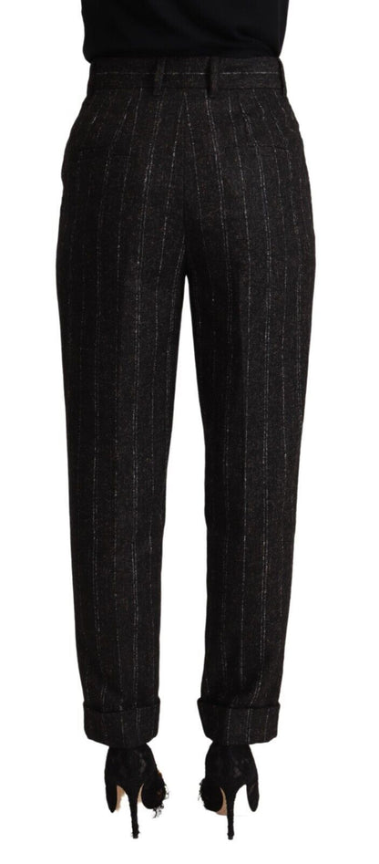 Pantalon fuselé taille haute rayé noir Dolce & Gabbana