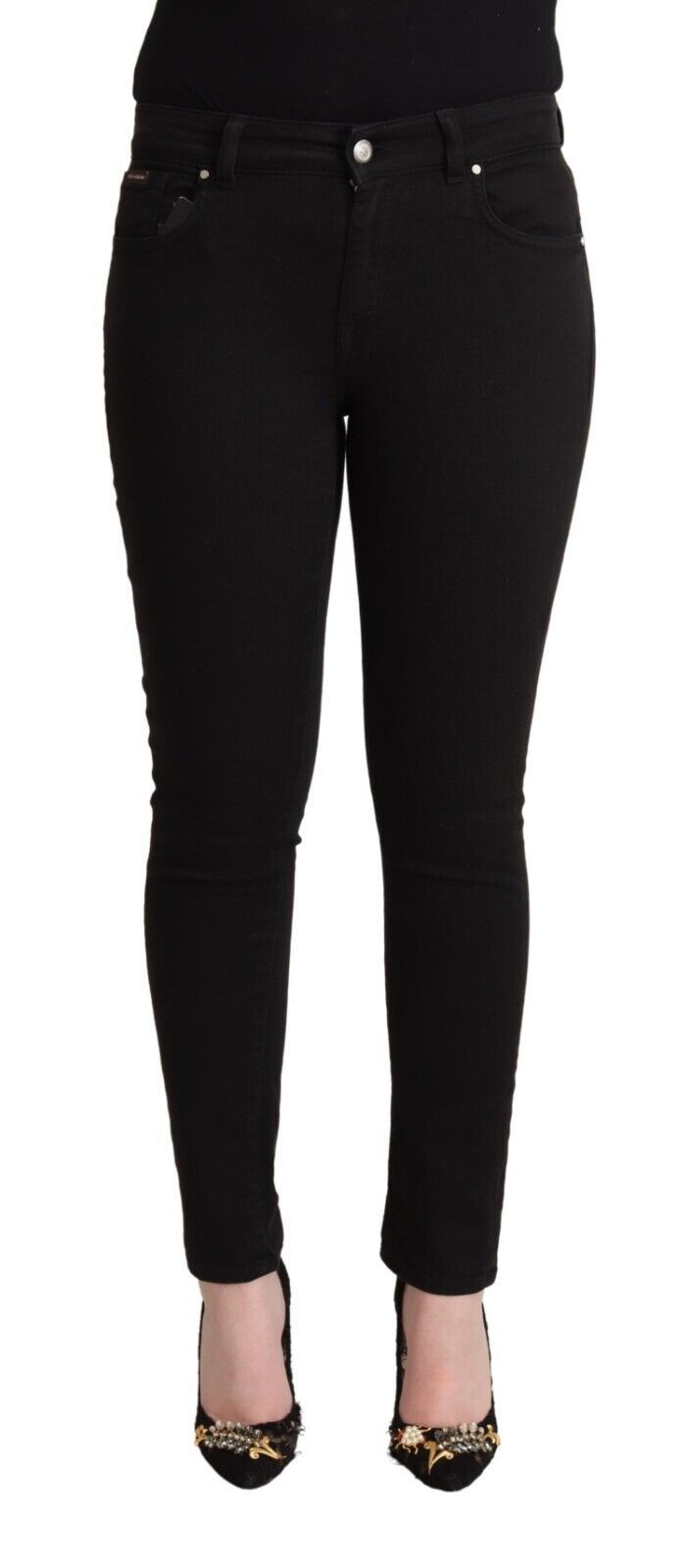 Vaqueros pitillo Dolce & Gabbana negros de algodón de tiro medio