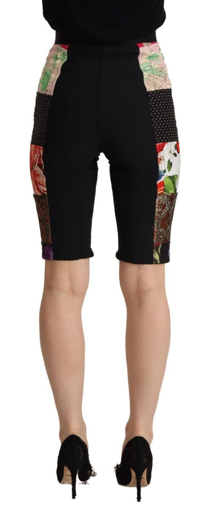 Pantalon court taille haute patchwork multicolore Dolce & Gabbana
