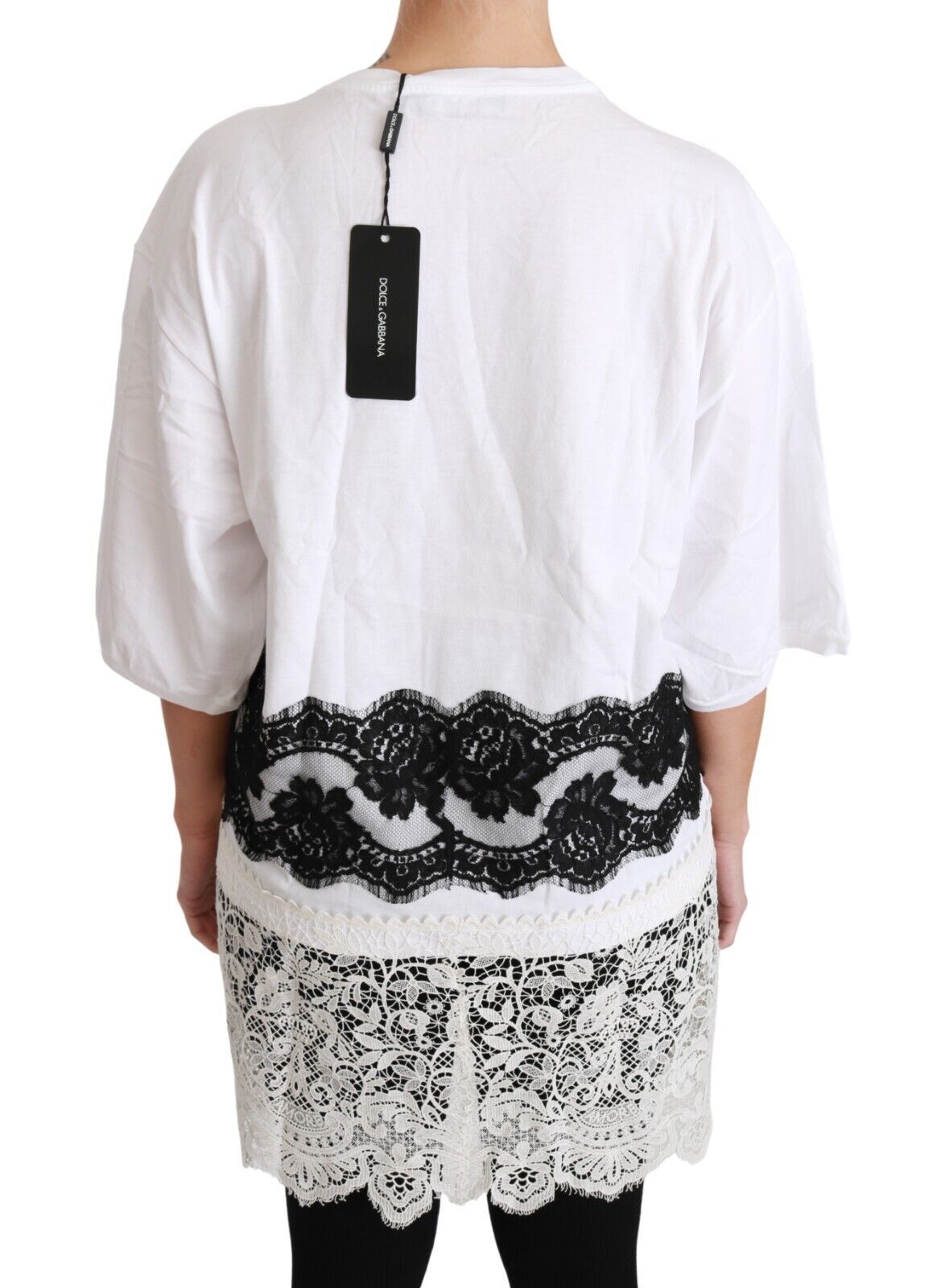 T-shirt Top en dentelle de coton blanc Fashion Sinner Dolce & Gabbana