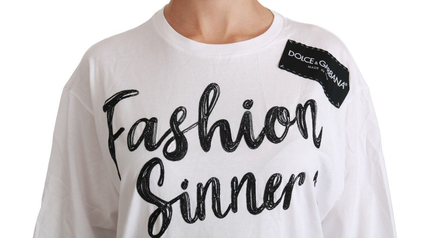 T-shirt Top en dentelle de coton blanc Fashion Sinner Dolce & Gabbana
