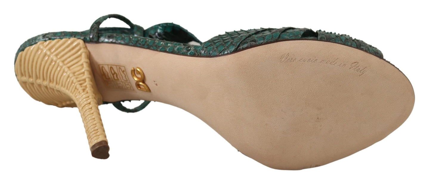 Dolce & Gabbana Zapatos de tacón sandalias con correa de pitón verde