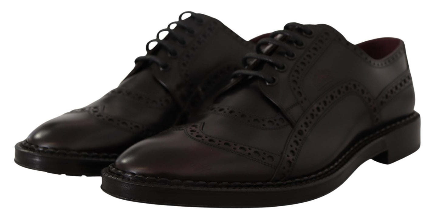 Chaussures de ville Richelieu à bout fleuri en cuir violet Dolce & Gabbana