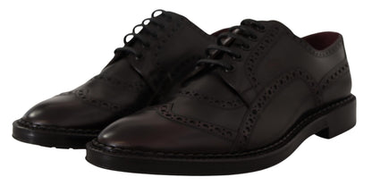 Chaussures de ville Richelieu à bout fleuri en cuir violet Dolce & Gabbana