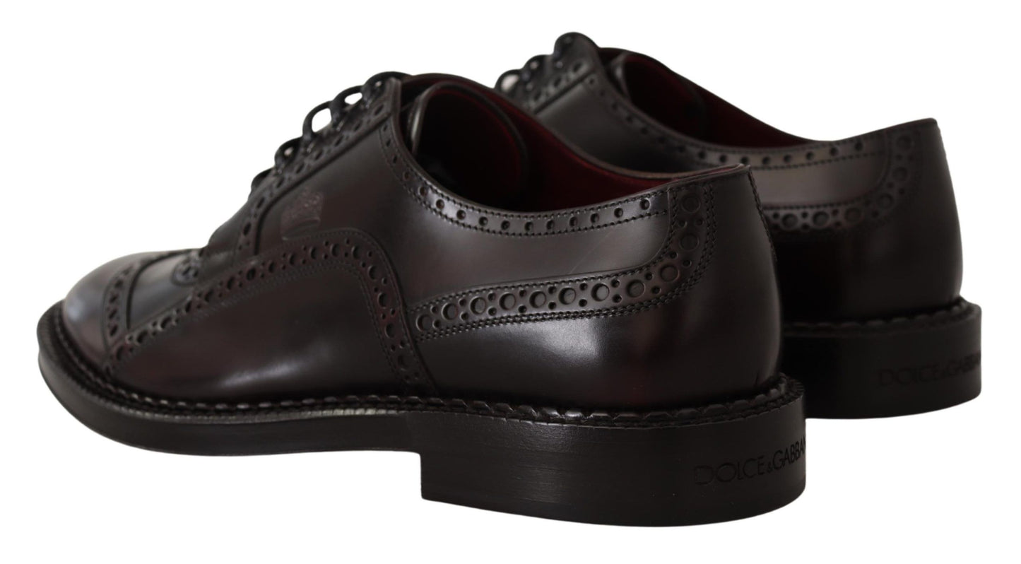Chaussures de ville Richelieu à bout fleuri en cuir violet Dolce & Gabbana