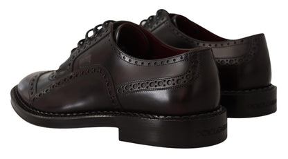 Chaussures de ville Richelieu à bout fleuri en cuir violet Dolce & Gabbana
