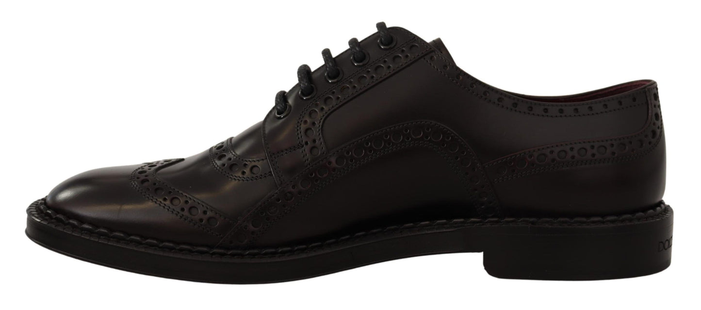 Chaussures de ville Richelieu à bout fleuri en cuir violet Dolce & Gabbana