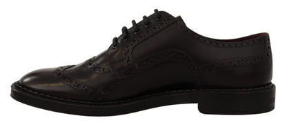 Chaussures de ville Richelieu à bout fleuri en cuir violet Dolce & Gabbana