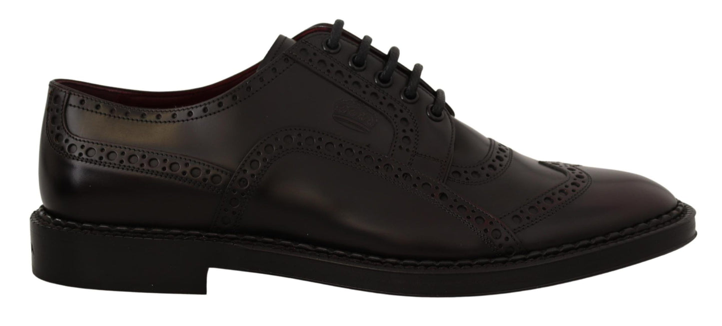 Chaussures de ville Richelieu à bout fleuri en cuir violet Dolce & Gabbana
