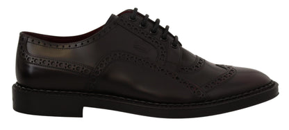 Chaussures de ville Richelieu à bout fleuri en cuir violet Dolce & Gabbana