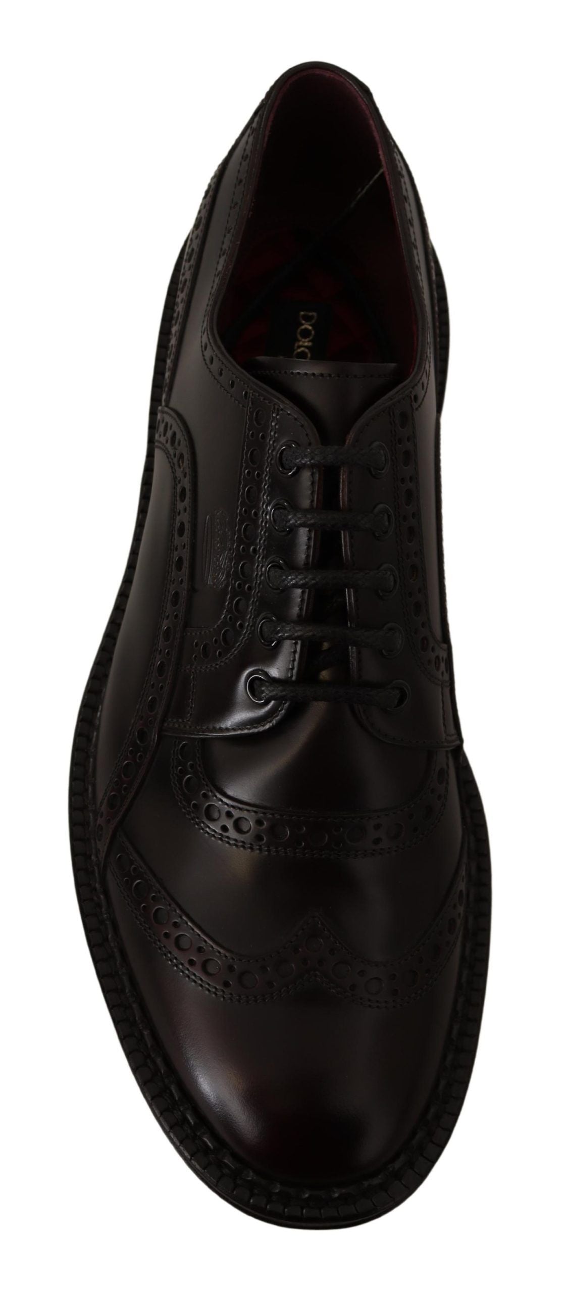 Chaussures de ville Richelieu à bout fleuri en cuir violet Dolce & Gabbana