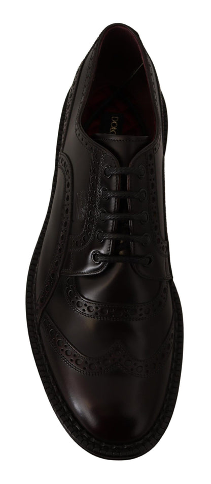 Chaussures de ville Richelieu à bout fleuri en cuir violet Dolce & Gabbana