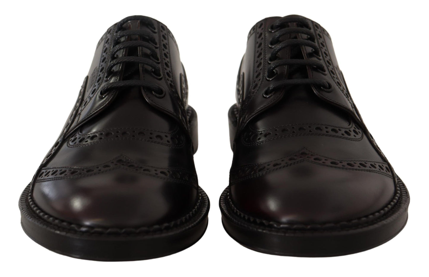 Chaussures de ville Richelieu à bout fleuri en cuir violet Dolce & Gabbana