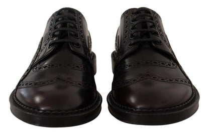 Chaussures de ville Richelieu à bout fleuri en cuir violet Dolce & Gabbana