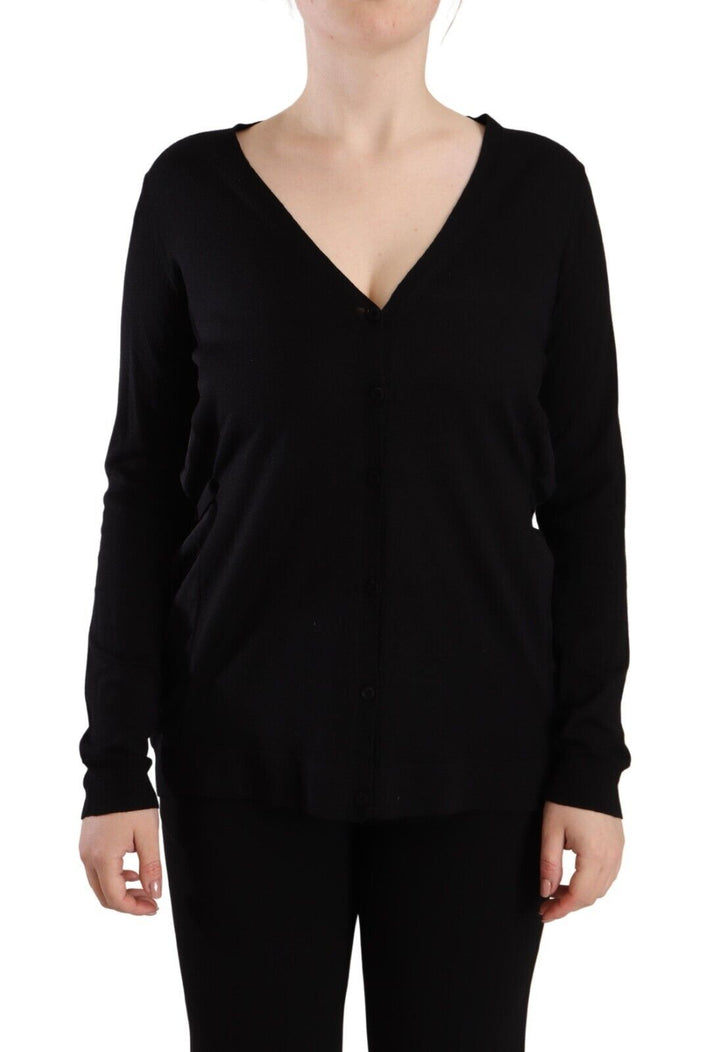 Dolce & Gabbana Jersey de Lana Negro de Cuello en V y Manga Larga
