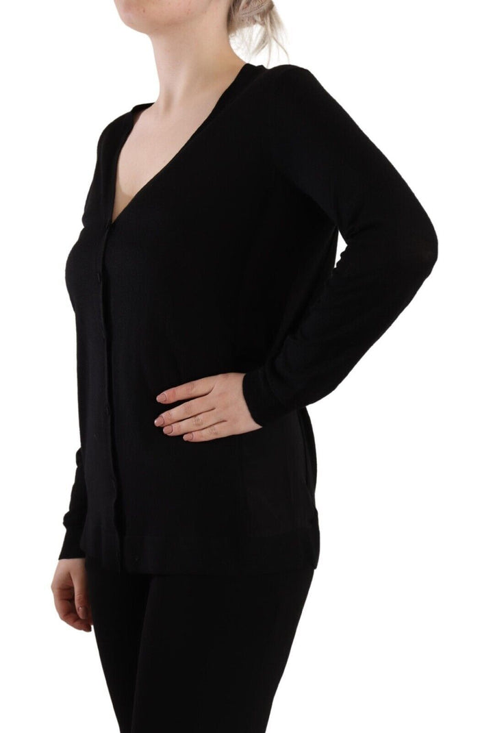 Dolce & Gabbana Jersey de Lana Negro de Cuello en V y Manga Larga