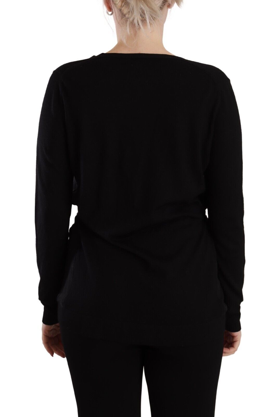 Haut pull Dolce & Gabbana noir en laine à col en V et manches longues