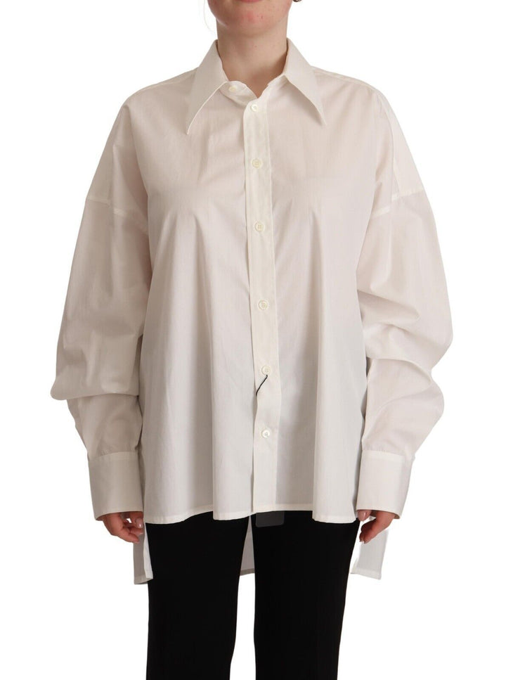Top Dolce & Gabbana de manga larga con cuello y botones de algodón blanco