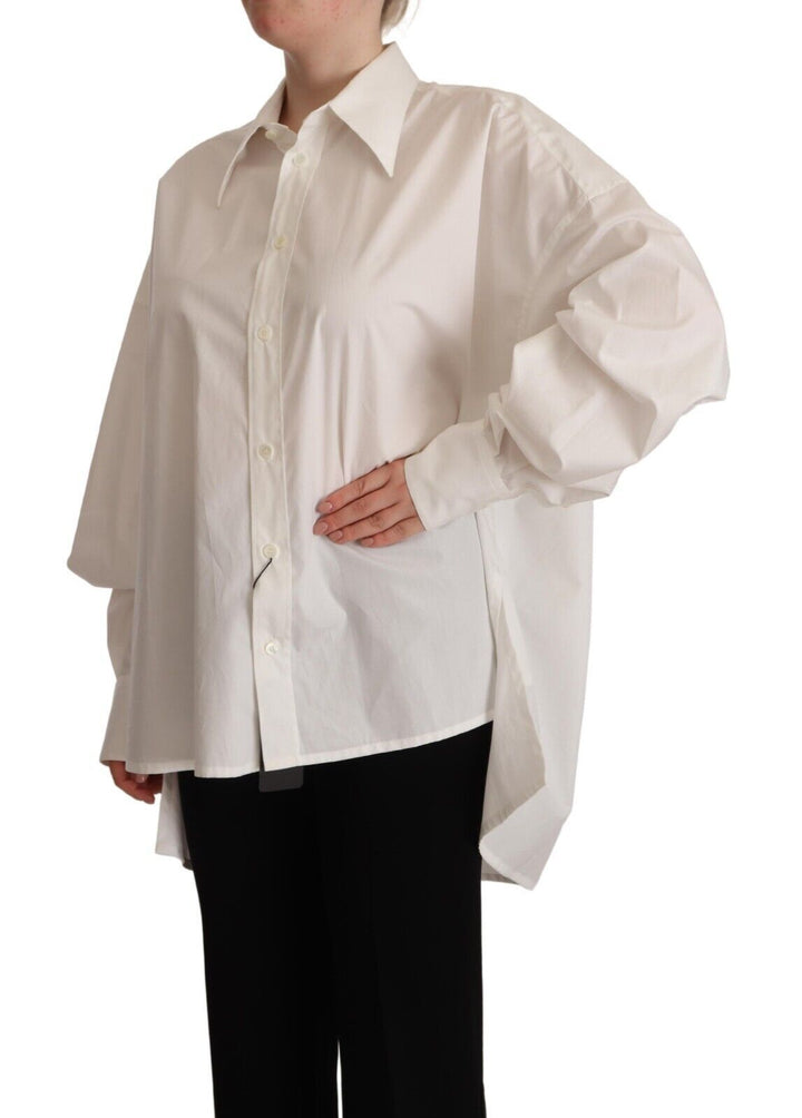 Top Dolce & Gabbana de manga larga con cuello y botones de algodón blanco