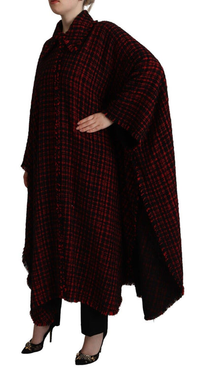 Veste longue à carreaux en coton noir et rouge Dolce & Gabbana