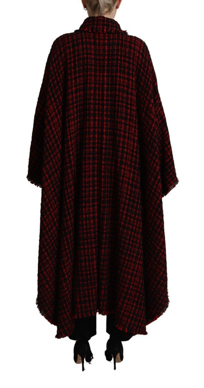 Veste longue à carreaux en coton noir et rouge Dolce & Gabbana