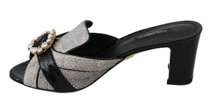 Chaussures Sandales Dolce & Gabbana en Cuir Exotique Noir Gris à Cristaux