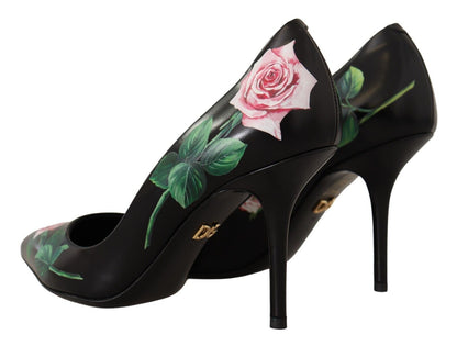Chaussures à talons hauts Dolce & Gabbana en cuir noir et roses