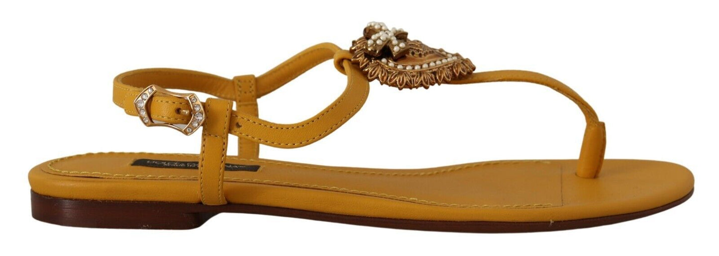 Chaussures plates Dolce & Gabbana Devotion en cuir moutarde
