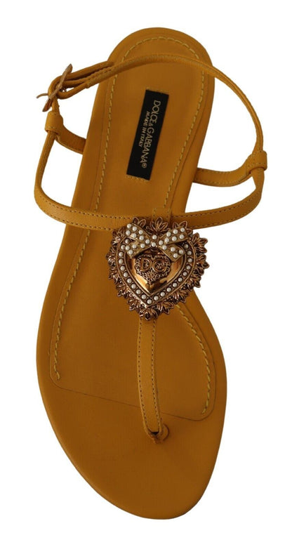 Chaussures plates Dolce & Gabbana Devotion en cuir moutarde