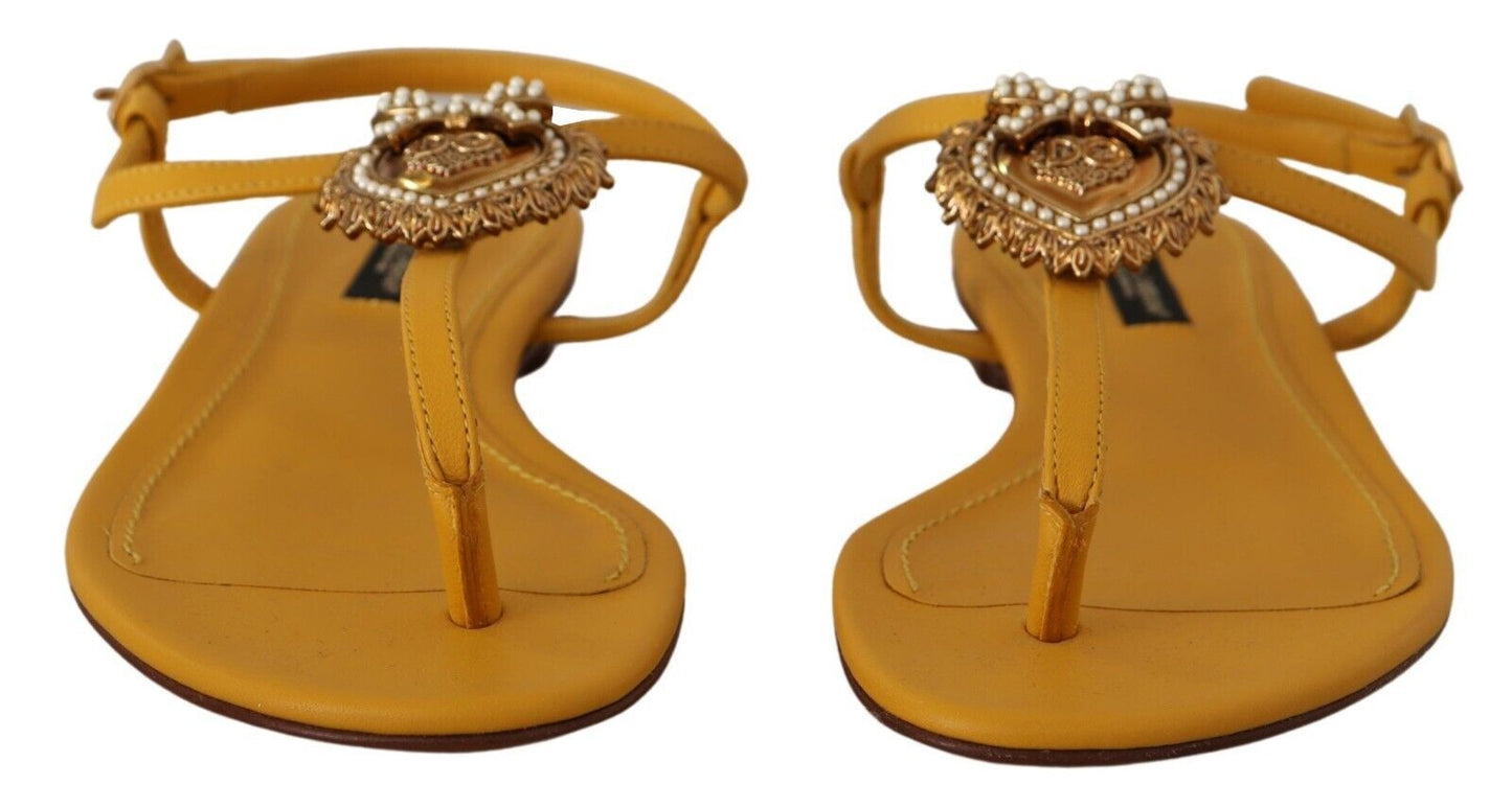 Chaussures plates Dolce & Gabbana Devotion en cuir moutarde