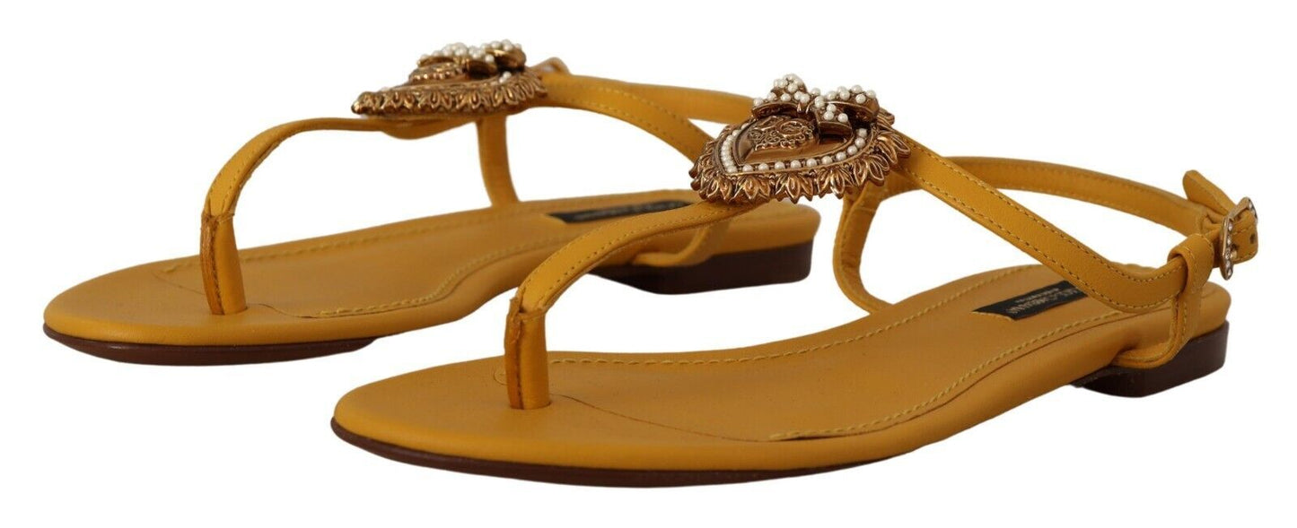 Chaussures plates Dolce & Gabbana Devotion en cuir moutarde