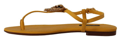 Chaussures plates Dolce & Gabbana Devotion en cuir moutarde