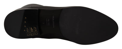 Chaussures Bottines Courtes Plates en Cuir Noir à Logo Dolce & Gabbana
