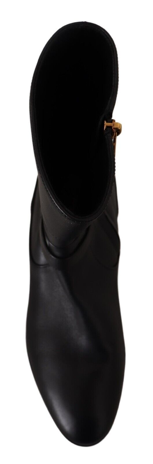 Chaussures Bottines Courtes Plates en Cuir Noir à Logo Dolce & Gabbana
